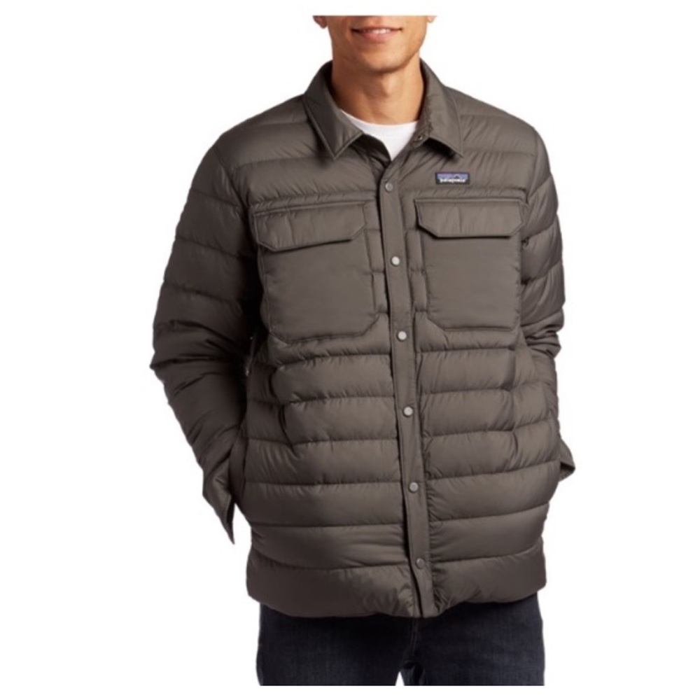 Patagonia Mens Black Silent Down Snap Button Down Puffer Shirt‎ Jacket Small